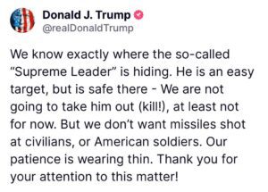 America के राष्ट्रपति Donald Trump की X पर पोस्ट