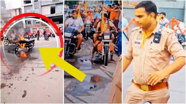 Fire in Bike A Kanwariya narrowly escaped a fire accident in Saharanpur