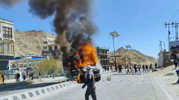 Violent Protest In Leh Ladakh.