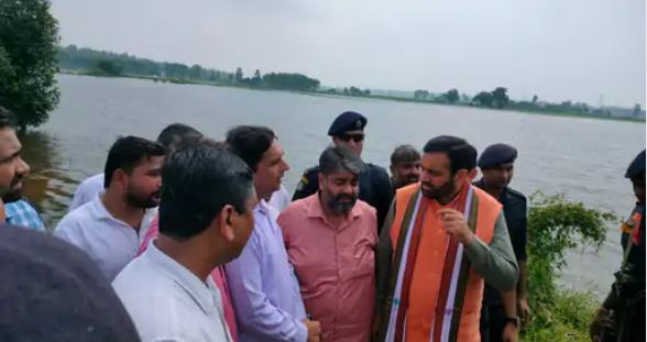 CM Saini Visit Flood Area.