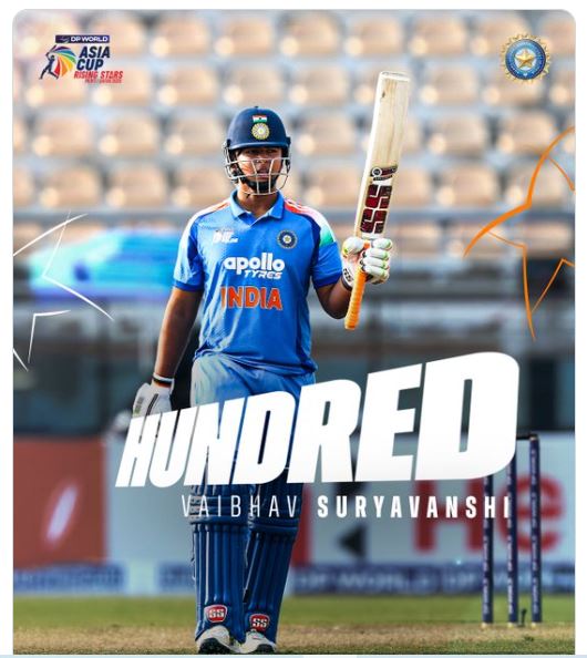 ACC Asia Cup Rising Stars 2025: UAE में Vaibhav Suryavanshi का तूफान, 17 गेंदों पर 50,32 पर शतक और 42 गेंदों में 144 रन